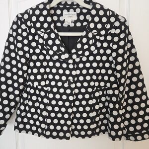 Black & White Polka Dot Peplum Jacket